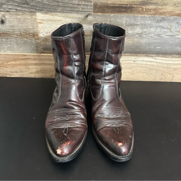 Laredo Long Haul Leather Black Cherry Zip Short Western Boot 62008 Men Sz 9.5 EW - Picture 6 of 9